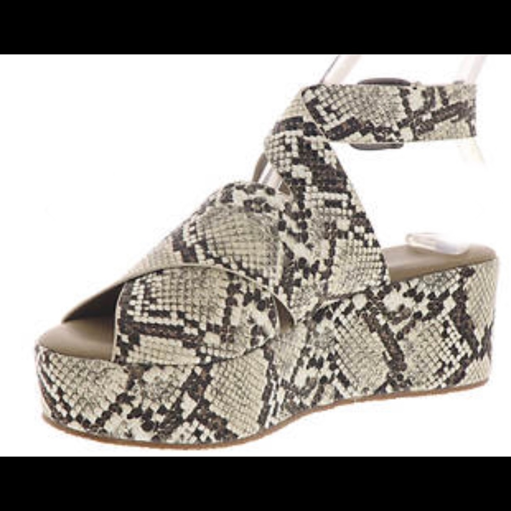NWT NIB Boutique by Corkys Marseille Black White Snake Wedge Sandal sz 8